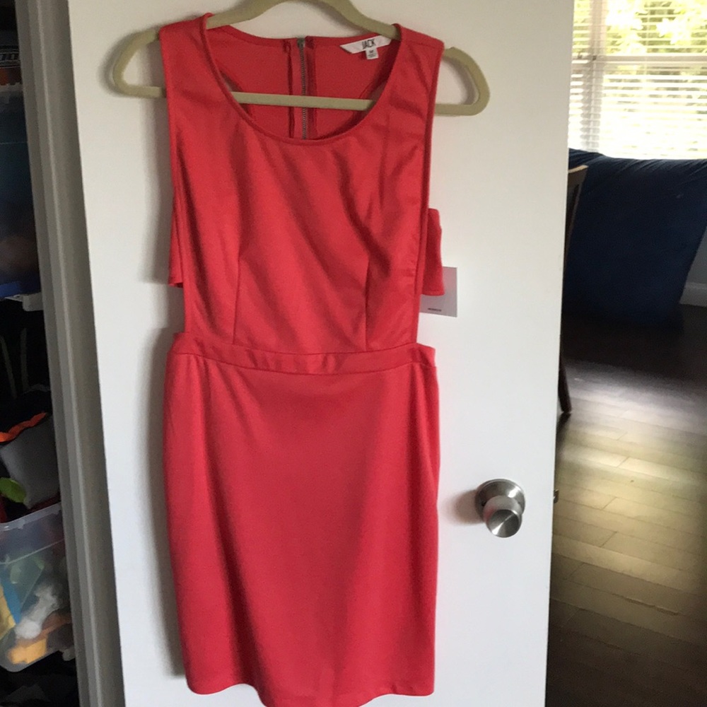 Coral short dress with side cut outs